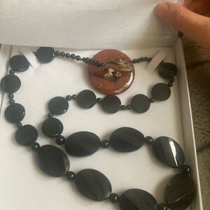 Elegant Black and Red Beaded Necklace